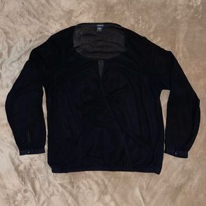 Torrid Long Black Sheer Long Sleeve Blouse Size 0